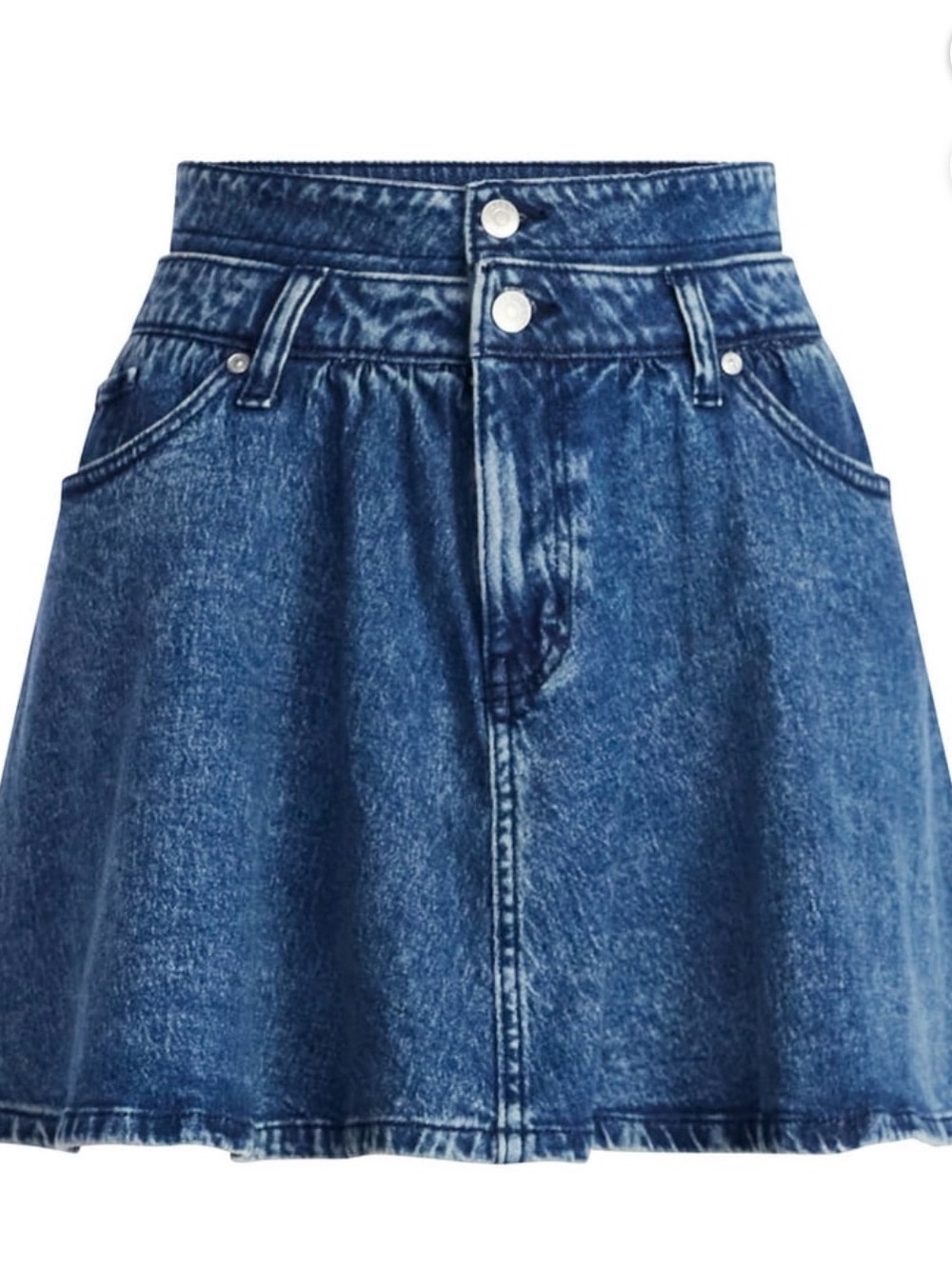 Classic High-Waist Denim Mini Skirt in Washed Blue